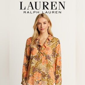 Ralph Lauren Floral Blouse - Orange, Purple, Cream